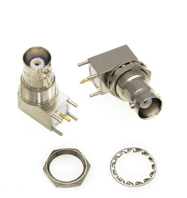 Bulkhead Coaxial Female BNC Connector Kit with PCB Mount 0~3GHz Frequency and Brass Material